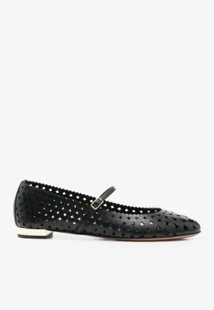 Amourose Openwork Leather Ballet Flats