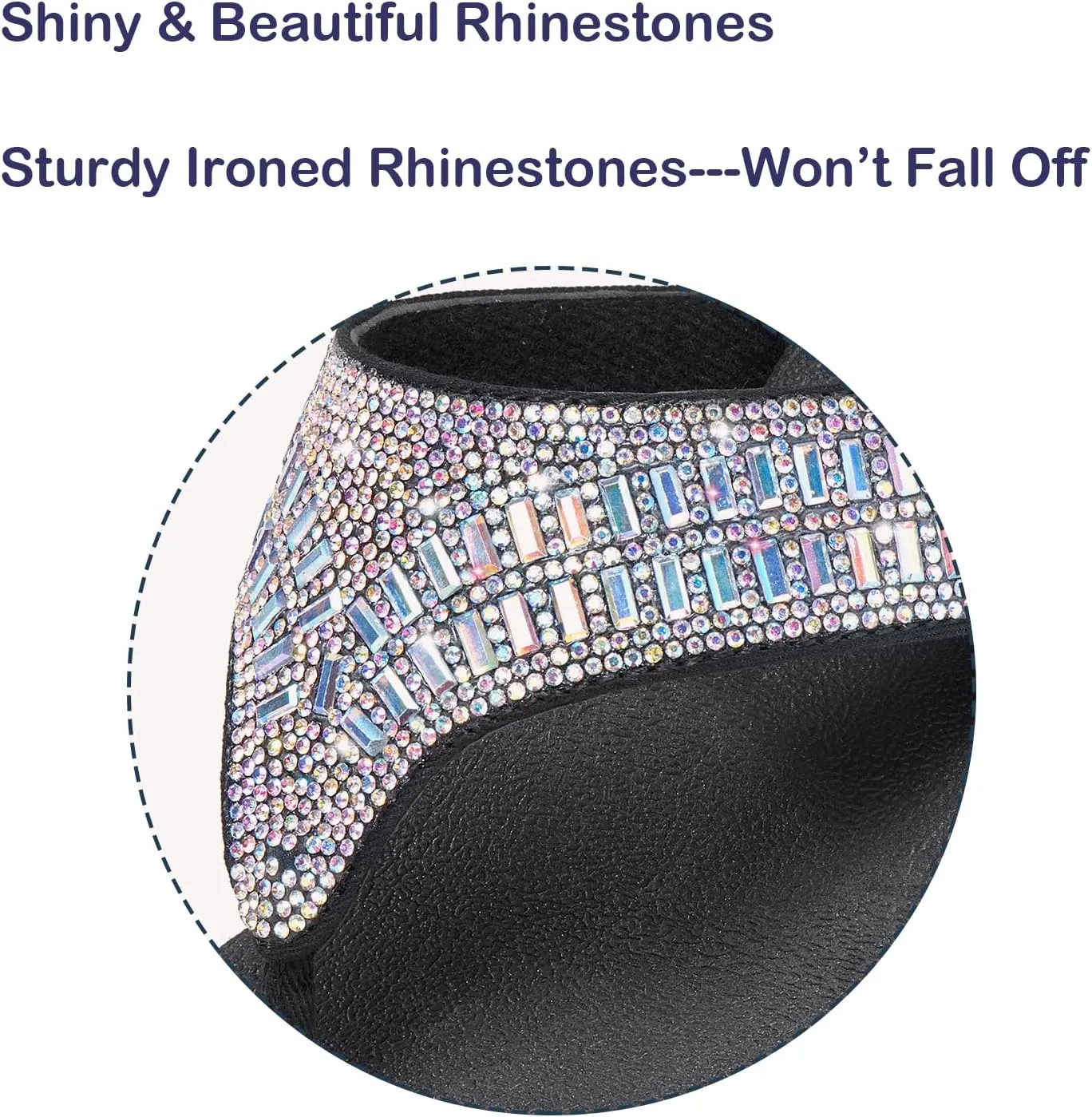 Ampeo Women's Wedge Sandals Rhinestone Thong Platform Flip Flops