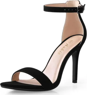 Ankis High Heels for Women 4 Inches, Black Nude Gold Stiletto Heels Open Toe Ankle Strap Heeled Sandals for Dressy Wedding Party