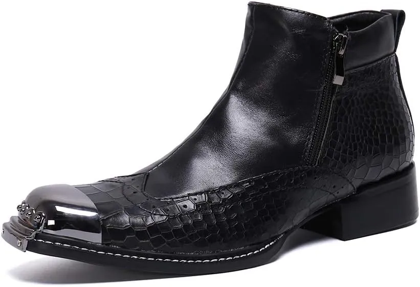 Ankle Boots For Men Mens Zip Captoe Wing Tip Boots Party For Office Genuine Leather The First Layer Of Cowhide