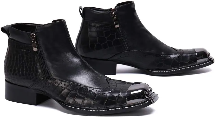 Ankle Boots For Men Mens Zip Captoe Wing Tip Boots Party For Office Genuine Leather The First Layer Of Cowhide