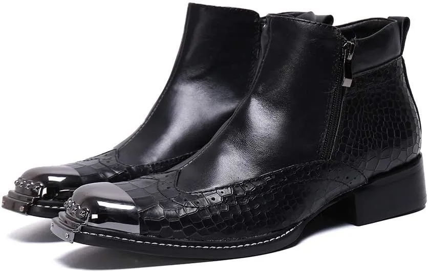 Ankle Boots For Men Mens Zip Captoe Wing Tip Boots Party For Office Genuine Leather The First Layer Of Cowhide