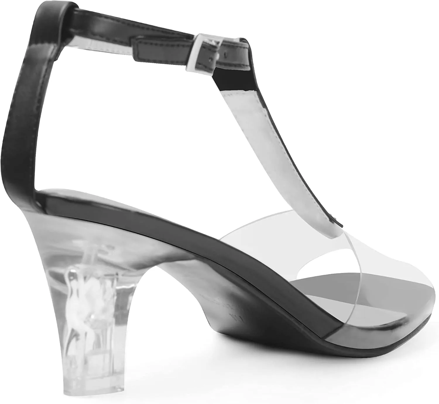 ANN CREEK Women's Clear Heels Rhinestone T-Strap Peep Toe Sandals