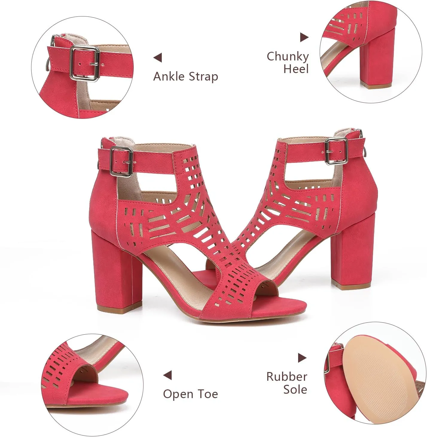 AOSPHIRAYLIAN Chunky Heeled Sandals for Womens Bohemian Cutout Open Toe Summer Block Heeled Party Sandals