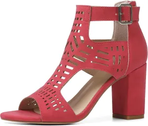 AOSPHIRAYLIAN Chunky Heeled Sandals for Womens Bohemian Cutout Open Toe Summer Block Heeled Party Sandals