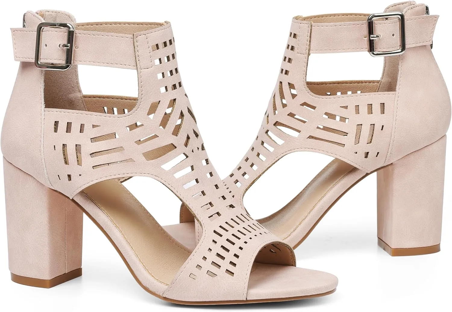 AOSPHIRAYLIAN Chunky Heeled Sandals for Womens Bohemian Cutout Open Toe Summer Block Heeled Party Sandals