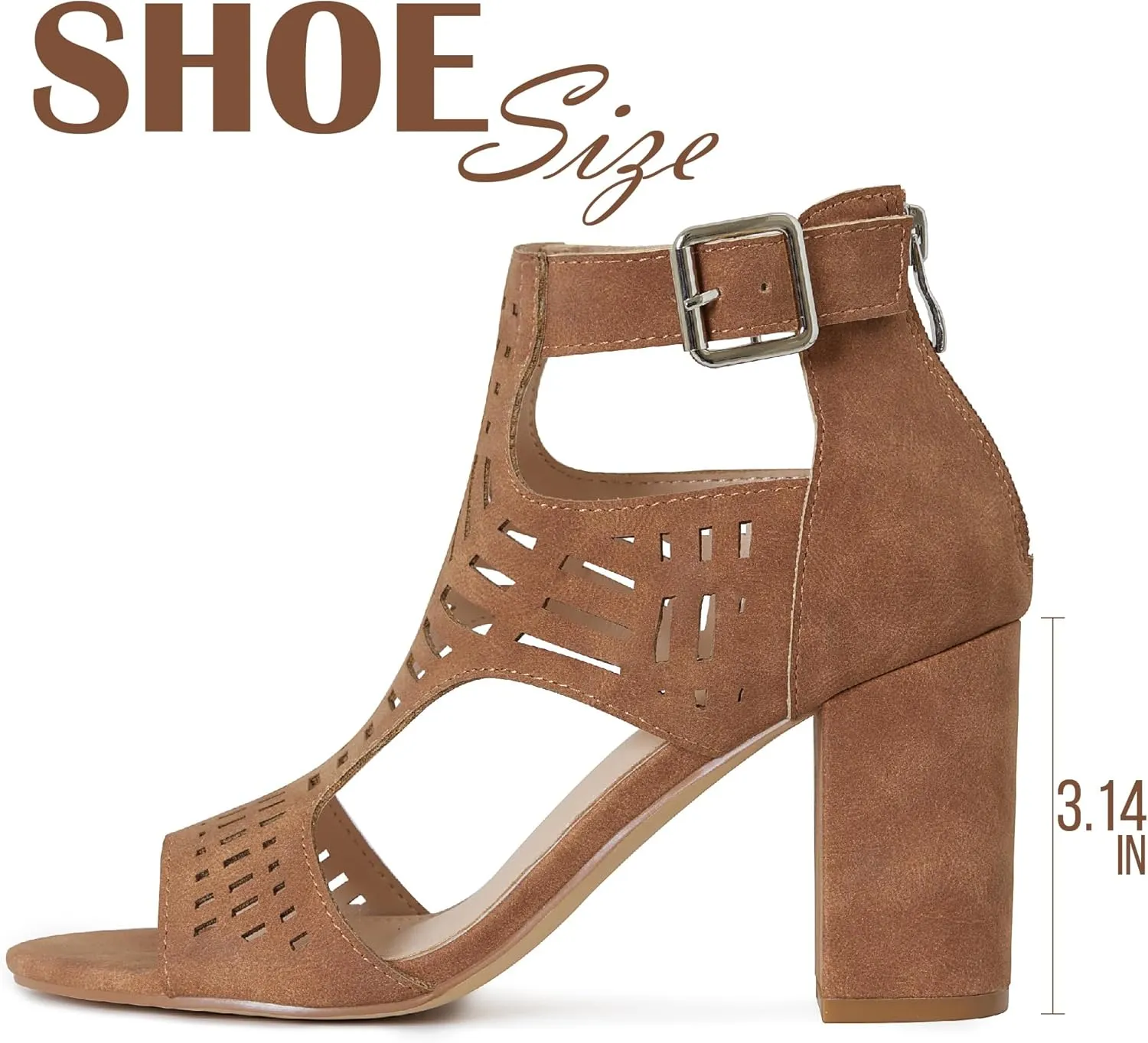 AOSPHIRAYLIAN Chunky Heeled Sandals for Womens Bohemian Cutout Open Toe Summer Block Heeled Party Sandals