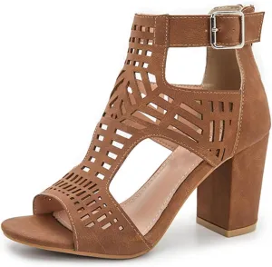 AOSPHIRAYLIAN Chunky Heeled Sandals for Womens Bohemian Cutout Open Toe Summer Block Heeled Party Sandals