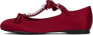 Arqa Women's T-Strap Ballet Flat with Pearl and Bow Detail Ballet Slipper Dressy Comfortable Work Office Low Heel Flats Wedding Ballerina Slip On Vintage Mary Jane Flats Shoes