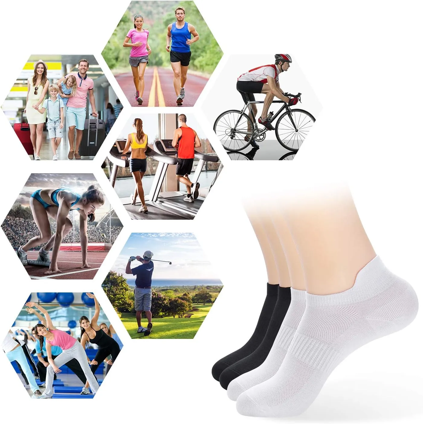 ATBITER Ankle Socks Womens and Men Thin Athletic Running Low Cut No Show Socks With Heel Tab 6-10 Pairs