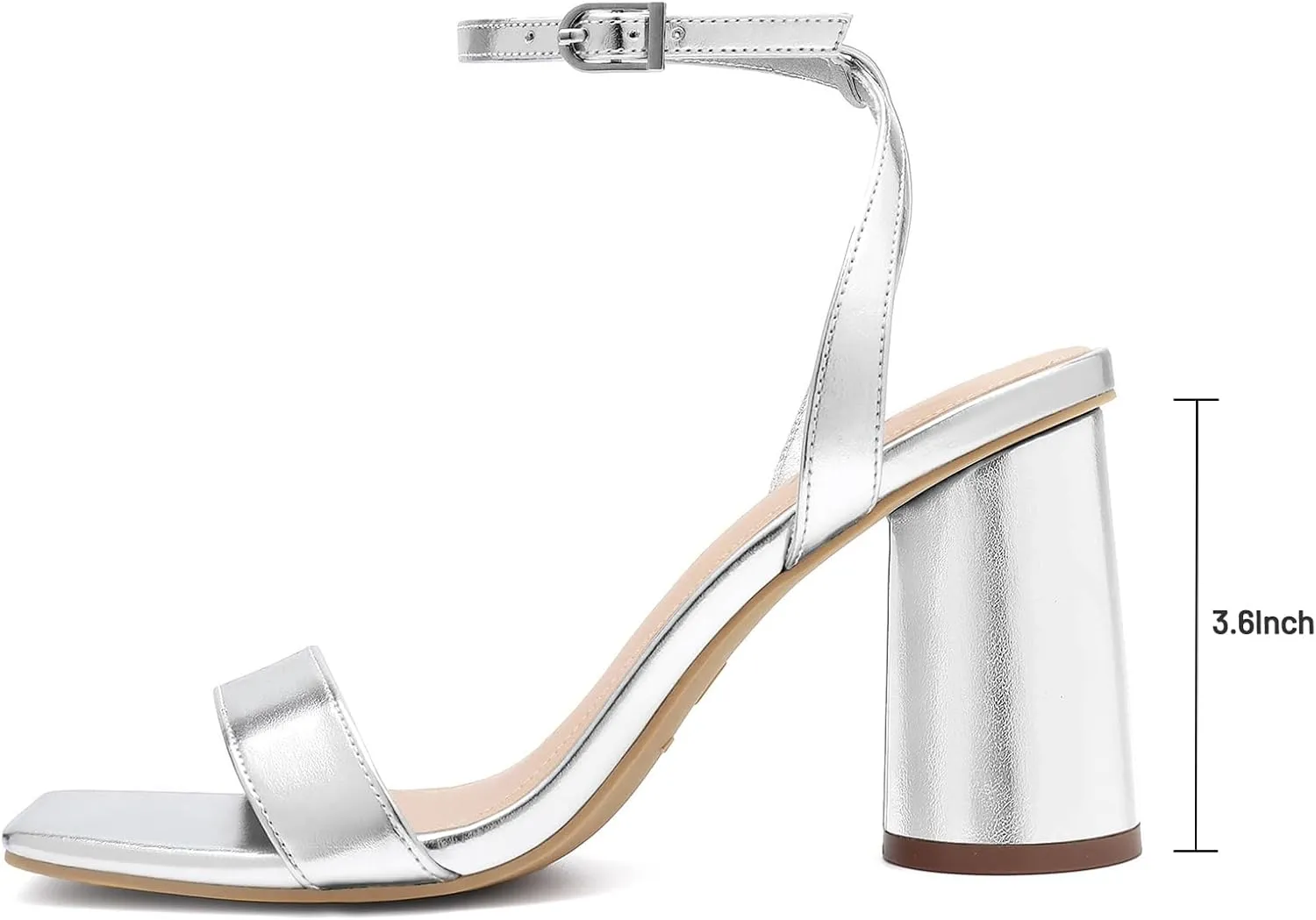 Athlefit Women's Strappy Chunky Block Heels Fashion Square Open Toe Heeled Sandals Ankle Strap Wedding Party Shoes