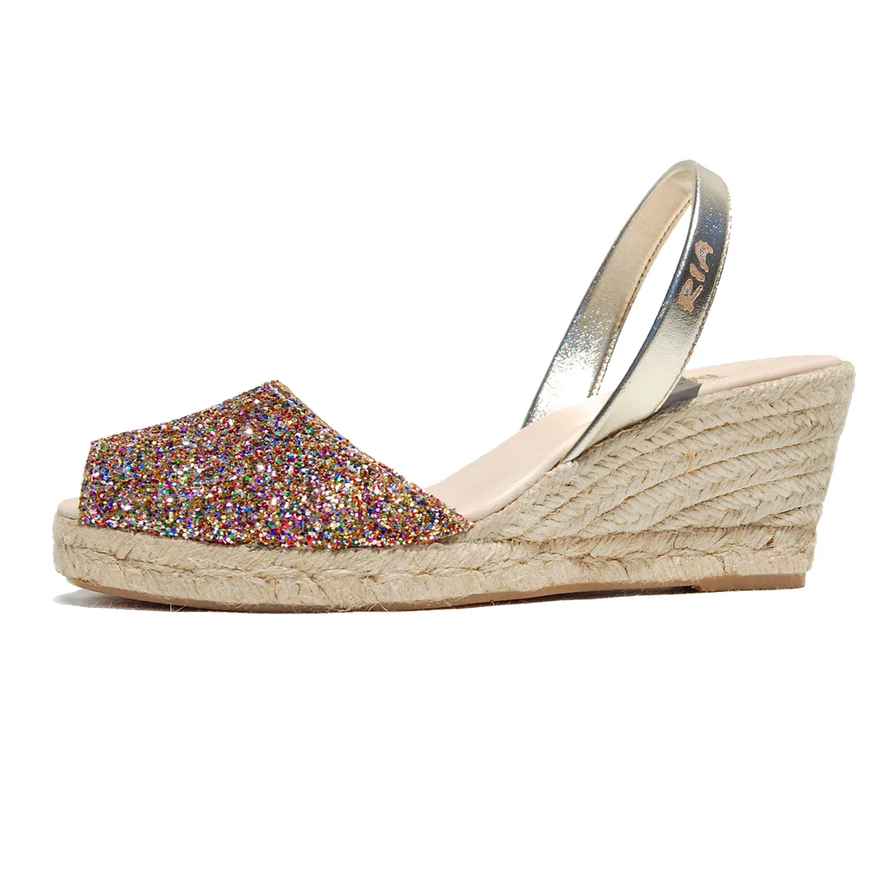 Avarcas Glitter Wedge Espadrilles Lluna in Confetti