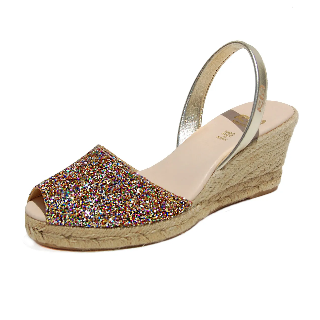 Avarcas Glitter Wedge Espadrilles Lluna in Confetti