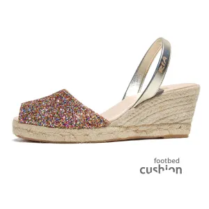 Avarcas Glitter Wedge Espadrilles Lluna in Confetti