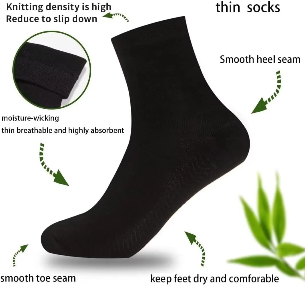 Bamboo Low Quarter Thin Ankle Sock for Men and Women Natural Breathable Comfortable Socks 6 Pairs