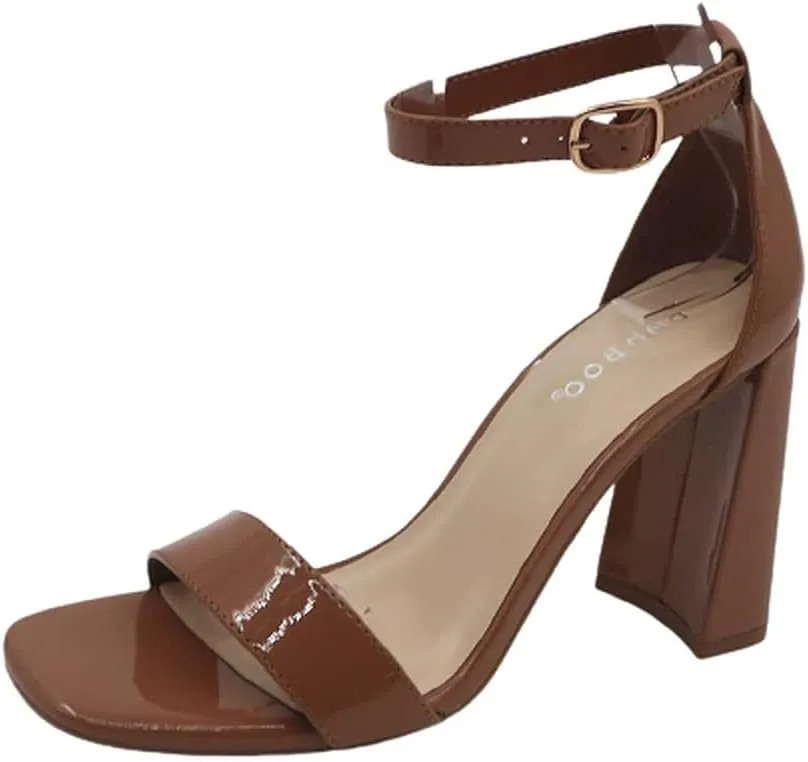 BAMBOO Women's Chunky High Heel Ankle Strap Sandals