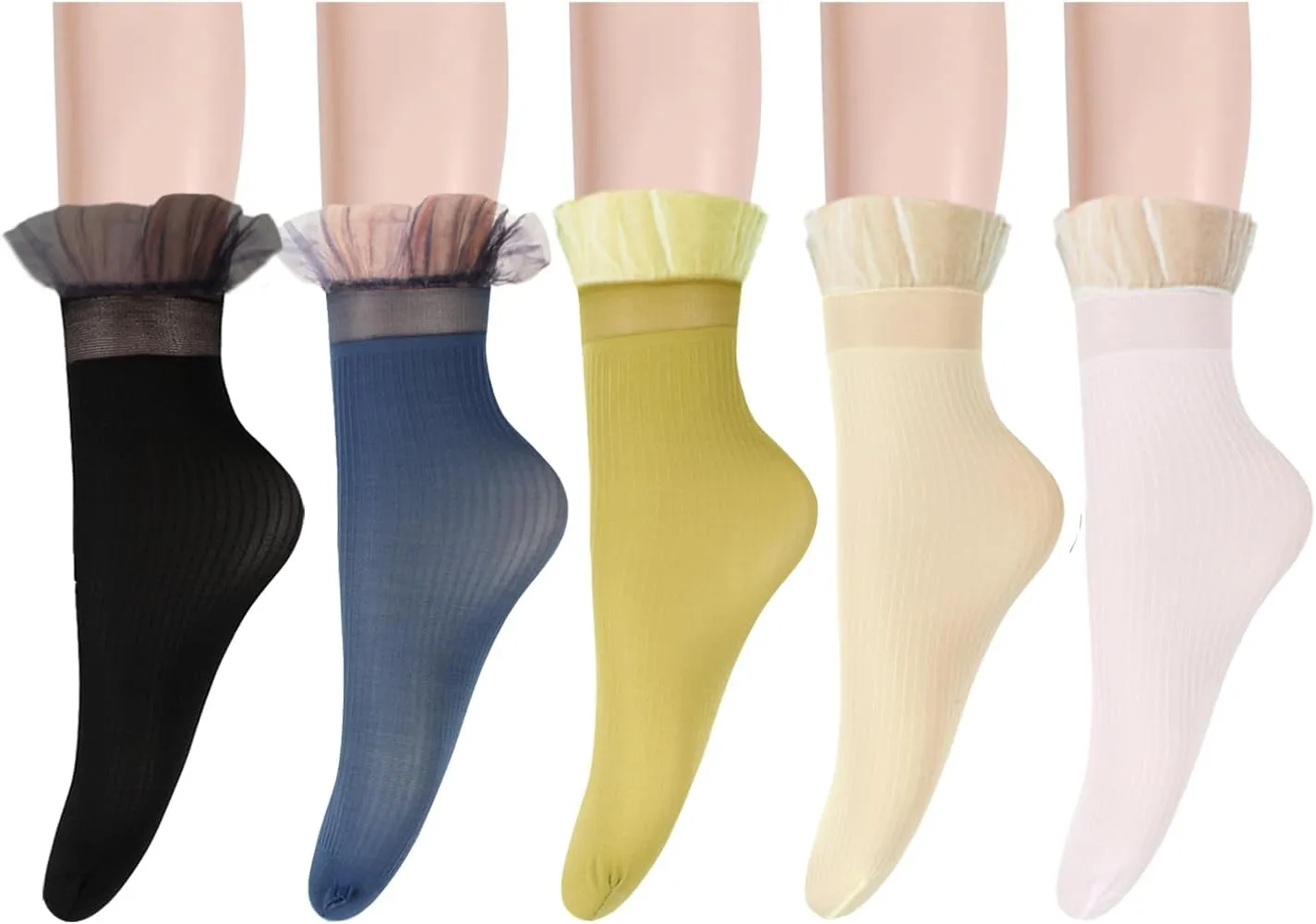 Benefeet Sox Sheer Socks Women Girls Crystal Glass Lace Socks Ankle Thin Summer Sock Transparent See Through Mesh Sock