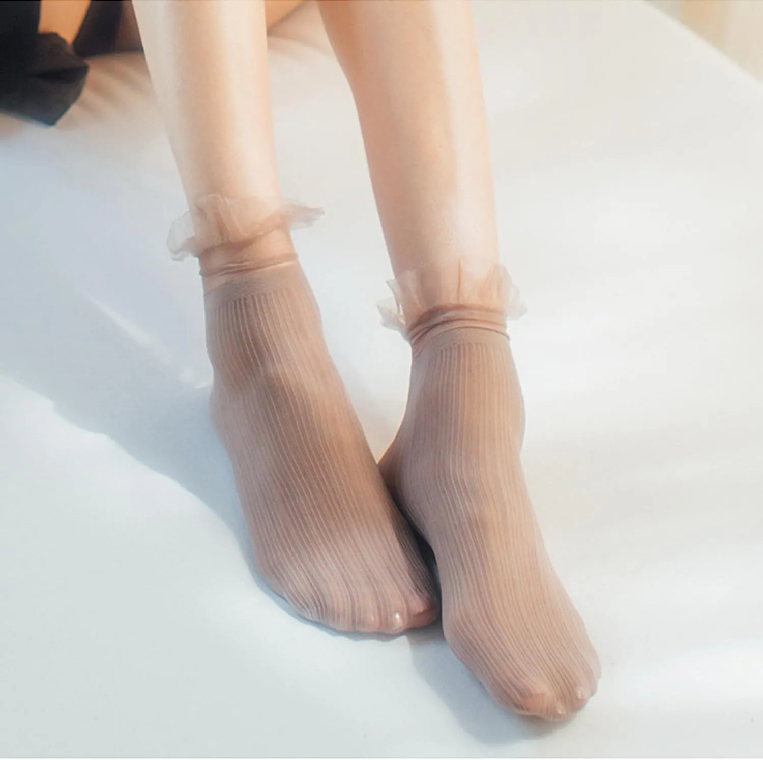 Benefeet Sox Sheer Socks Women Girls Crystal Glass Lace Socks Ankle Thin Summer Sock Transparent See Through Mesh Sock