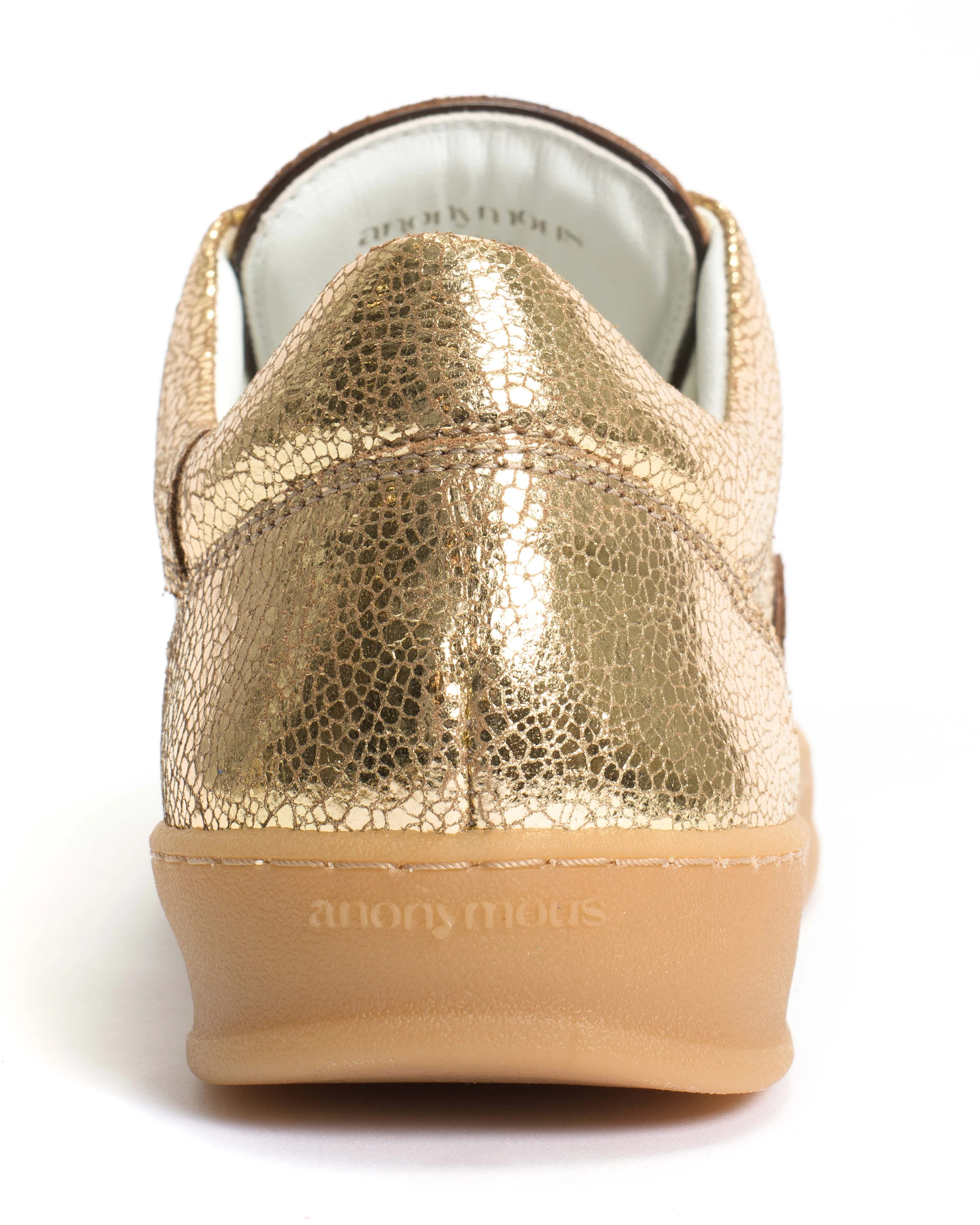 Blaire Crackled metallic goat & polished shiny lamb Gold & chocolate