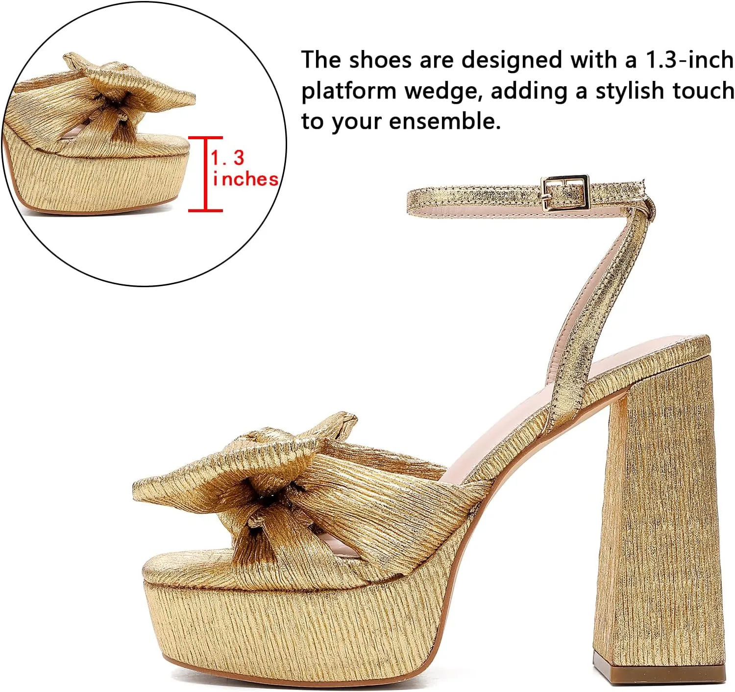 Bow Platform Heels for Women Ankle Strap Heeled Sandals Womens Chunky Block High Heels for Party Prom womens dress shoes