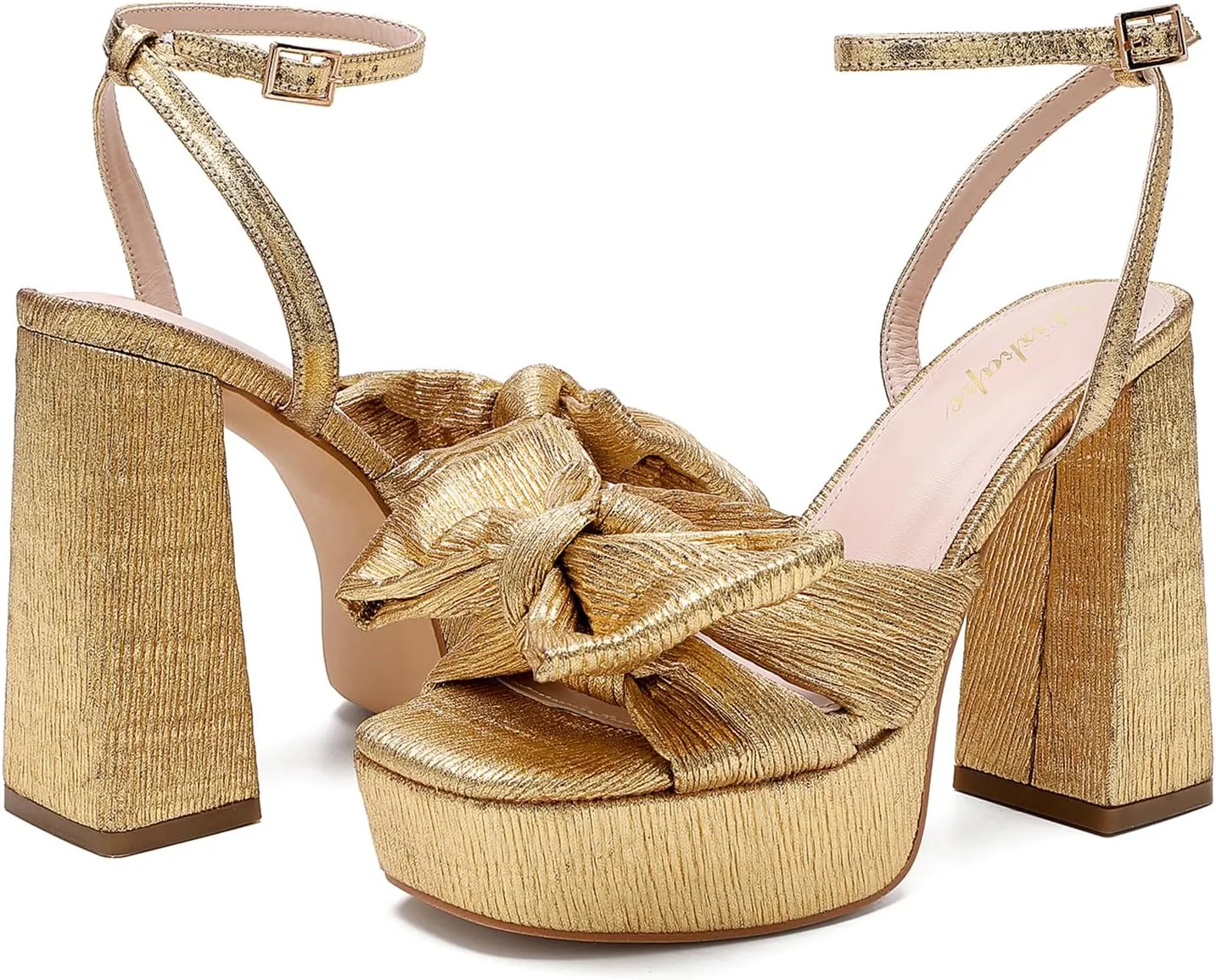 Bow Platform Heels for Women Ankle Strap Heeled Sandals Womens Chunky Block High Heels for Party Prom womens dress shoes