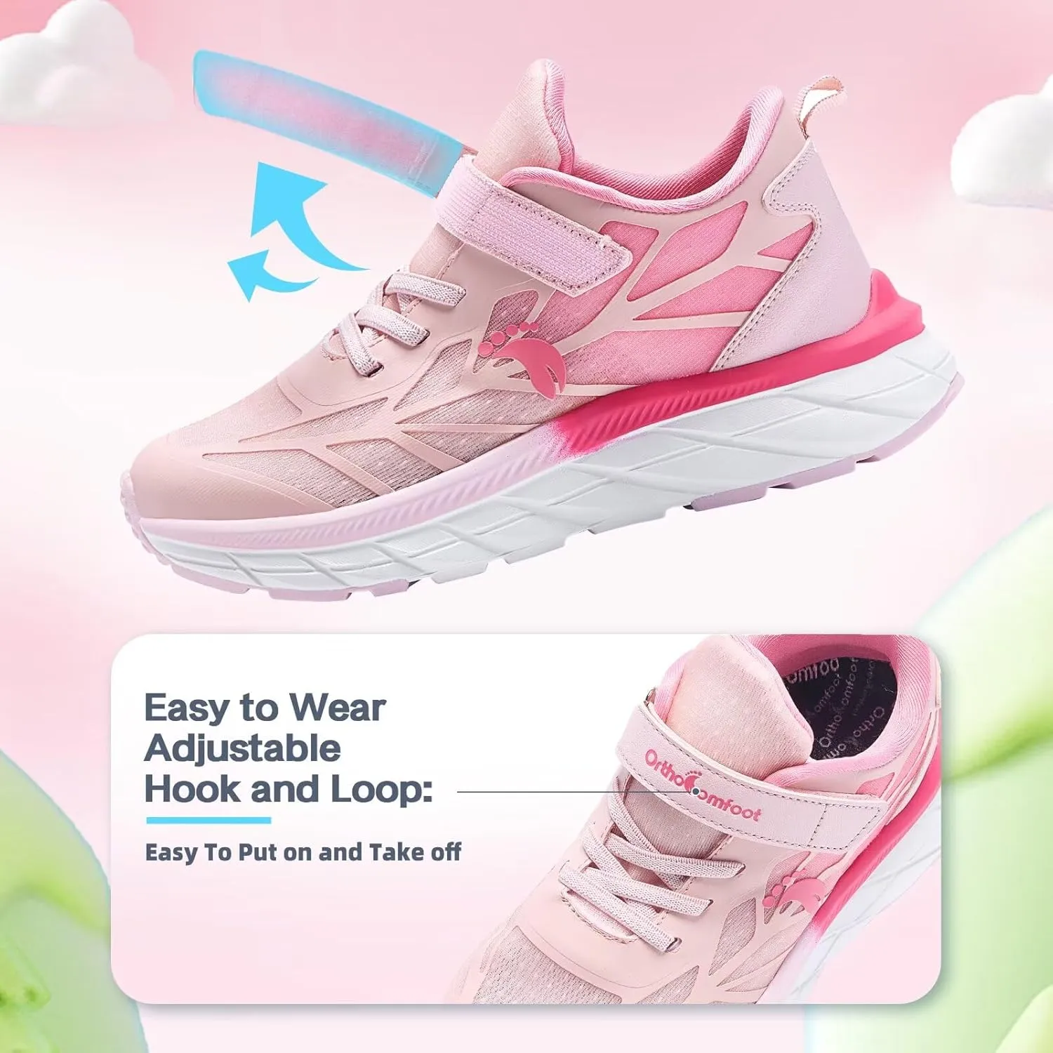 Boys Girls Kids Orthopedic Walking Shoes: Comfortable Casual Plantar Fasciitis Arch Support Athletic Running Sneakers, Orthotic Breathable School Sports Tennis Shoes for Foot and Pain Relief