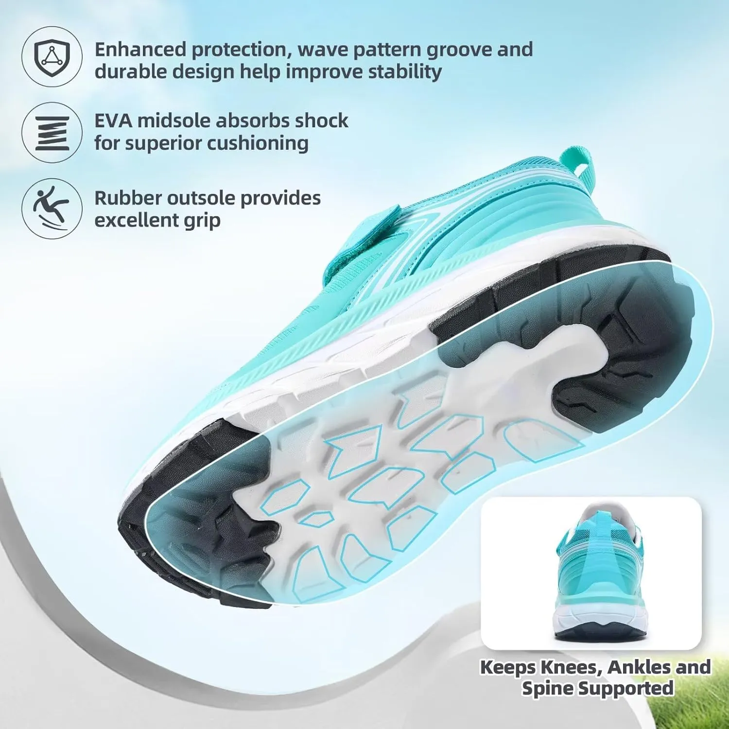 Boys Girls Orthopedic Walking Shoes: Comfortable Casual Plantar Fasciitis Arch Support Athletic Running Sneakers, Lightweight Little Kid/Big Kid School Sports Tennis Shoes for Foot and Pain Relief