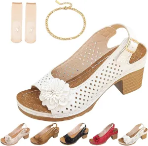 Buckled Square Heel Sandals for Women, Womens Peep Toe Slingback Low Chunky Heeled Dress Sandals Wedge Shoes Dressy