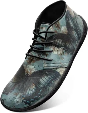 Butterfly Women's Running Shoes White Floral Flat Barefoot Sneakers for Walking Non Slip Trail Running Shoe Teen Girls Lace-up Dress Boots Wide Athletic Sneaker
