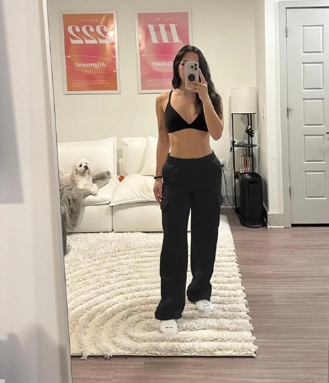 Cargo Sweatpants Women Wide Leg High Waisted Sweat Pants with Pockets Womens Lounge Casual Joggers