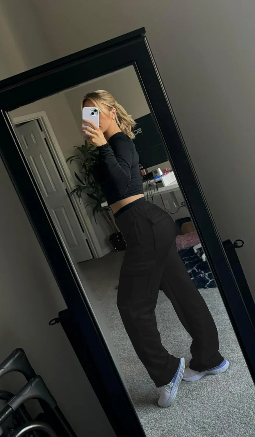 Cargo Sweatpants Women Wide Leg High Waisted Sweat Pants with Pockets Womens Lounge Casual Joggers