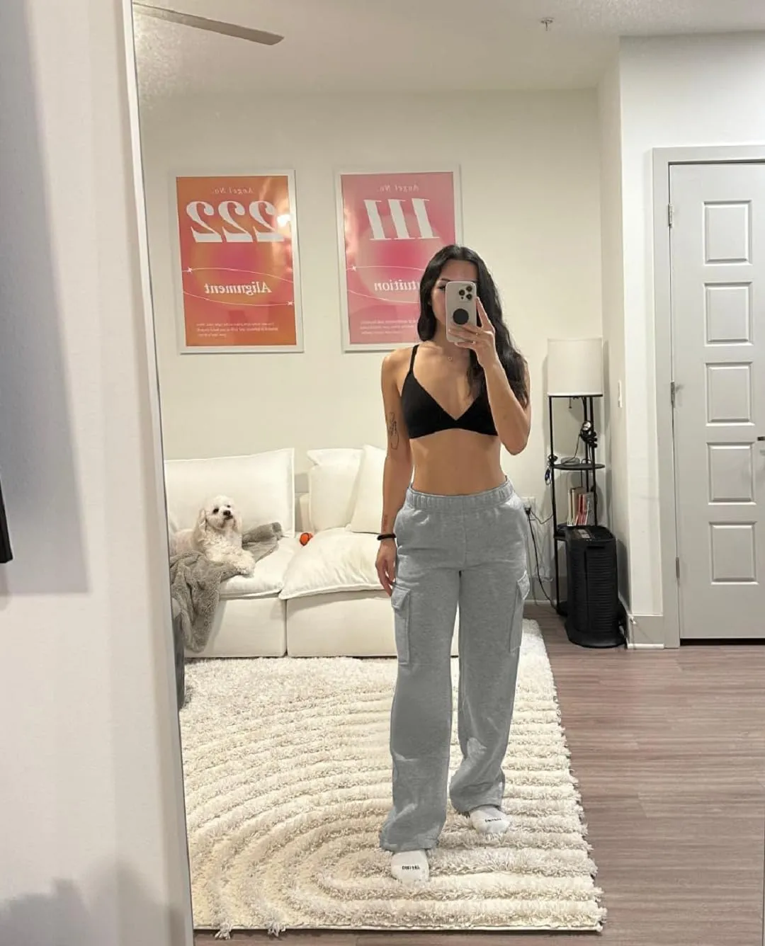 Cargo Sweatpants Women Wide Leg High Waisted Sweat Pants with Pockets Womens Lounge Casual Joggers