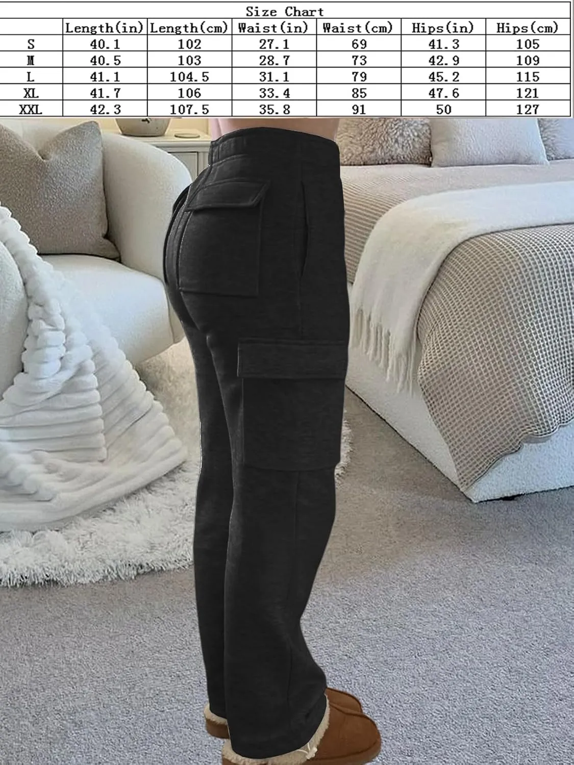 Cargo Sweatpants Women Wide Leg High Waisted Sweat Pants with Pockets Womens Lounge Casual Joggers