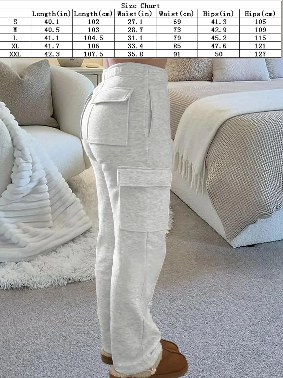 Cargo Sweatpants Women Wide Leg High Waisted Sweat Pants with Pockets Womens Lounge Casual Joggers
