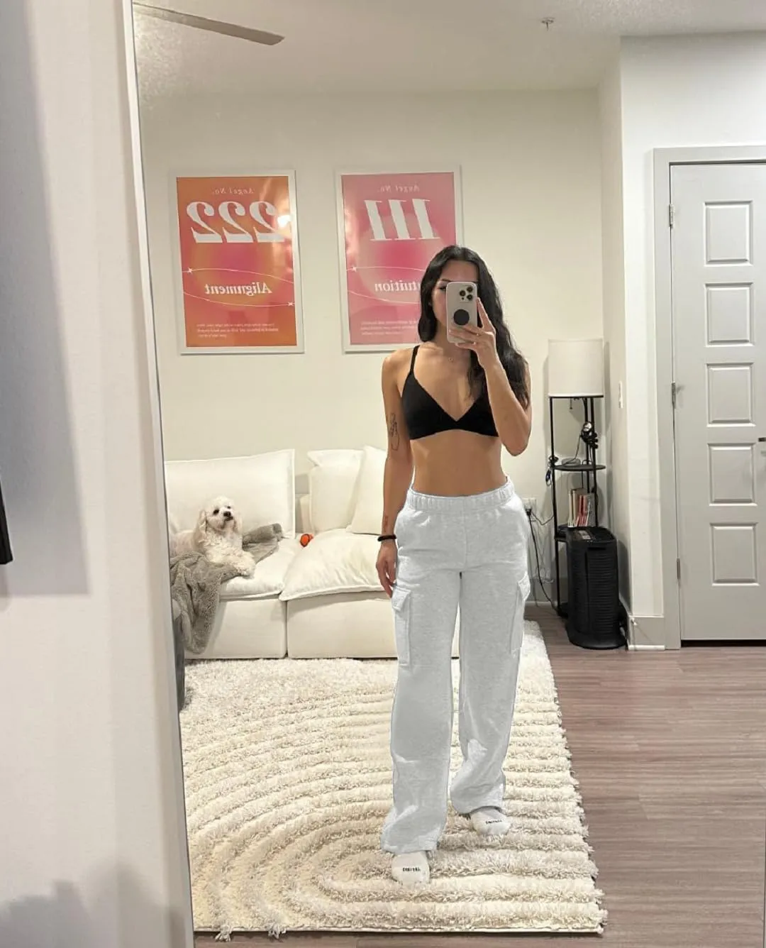 Cargo Sweatpants Women Wide Leg High Waisted Sweat Pants with Pockets Womens Lounge Casual Joggers