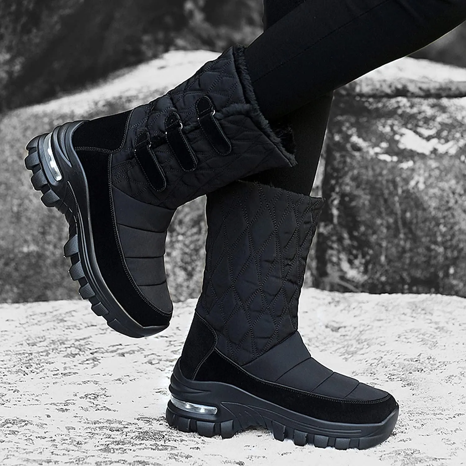 CERYTHRINA Womens Snow Boots Fur Lining Bootie Warm Ankle Booties Outdoor Thickening Winter Shoes