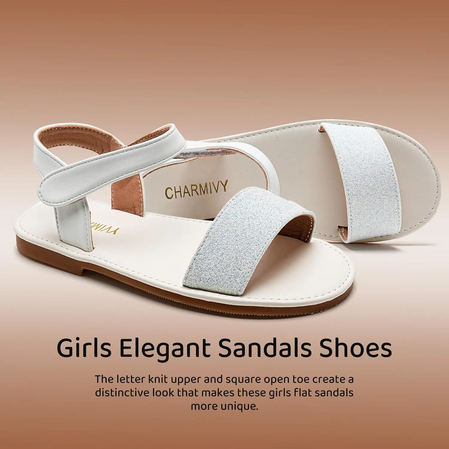 Charmivy Girls Sandals Braided Upper Flat Dress Sandals Round Open Toe Summer Shoes Little Kid/Big Kid