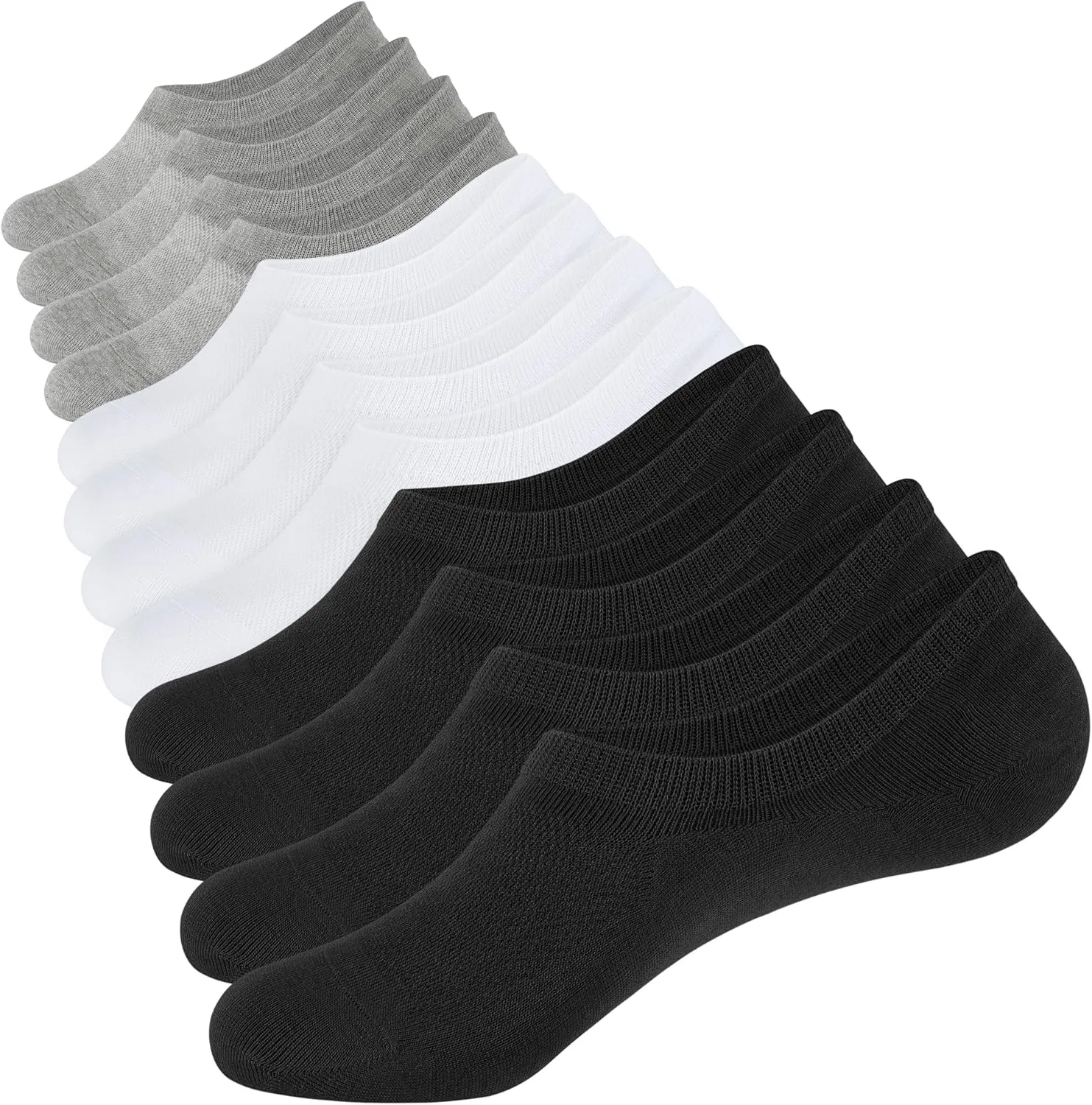 CLOSEMATE Mens No Show Socks Cotton Thin High Elasticity Low Cut Ankle Socks with Non Slip Grips 6 Pairs