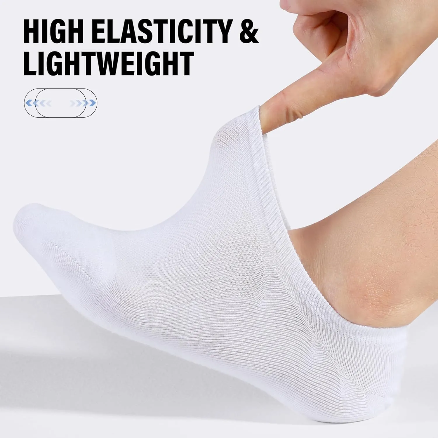 CLOSEMATE Mens No Show Socks Cotton Thin High Elasticity Low Cut Ankle Socks with Non Slip Grips 6 Pairs