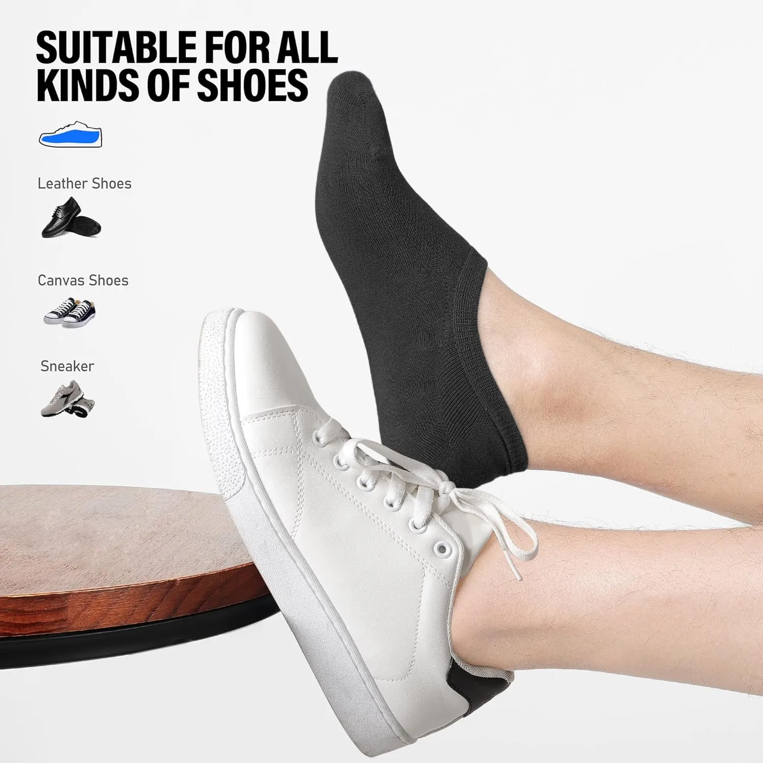 CLOSEMATE Mens No Show Socks Cotton Thin High Elasticity Low Cut Ankle Socks with Non Slip Grips 6 Pairs