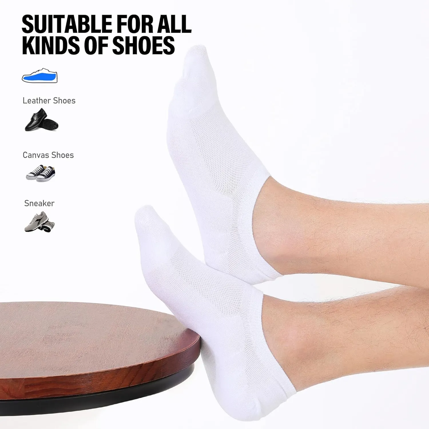 CLOSEMATE Mens No Show Socks Cotton Thin High Elasticity Low Cut Ankle Socks with Non Slip Grips 6 Pairs