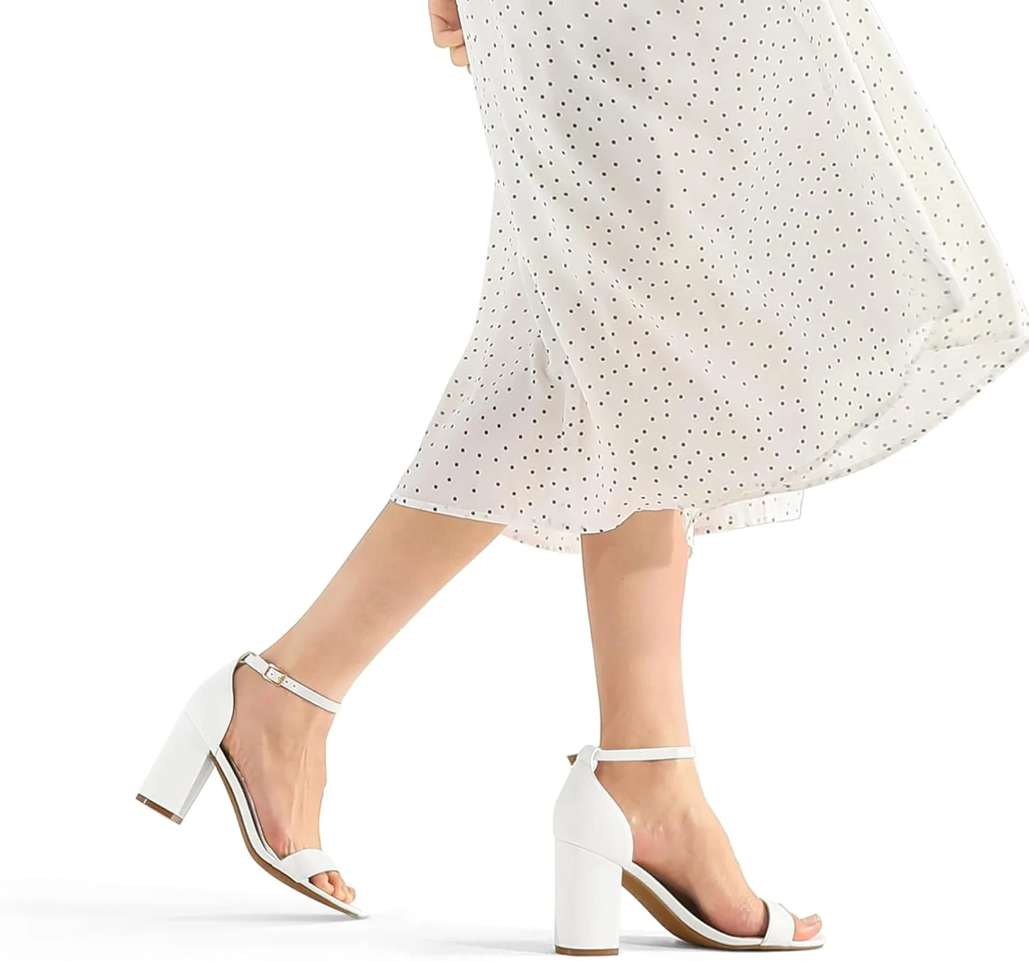 COASIS Women's Chunky Block Heels Open Toe Ankle Strap 3.5 Inch Heeled Sandals