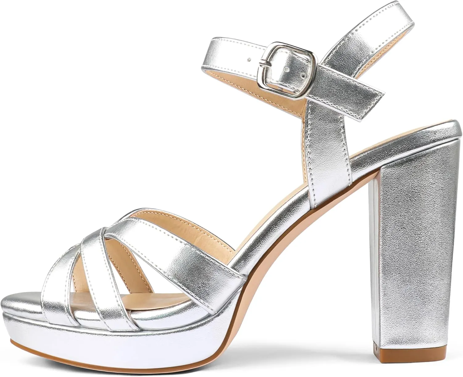 COLETER Women's Platform Chunky Heels Ankle Strap Block Heeled Sandals Party Wedding Shoes