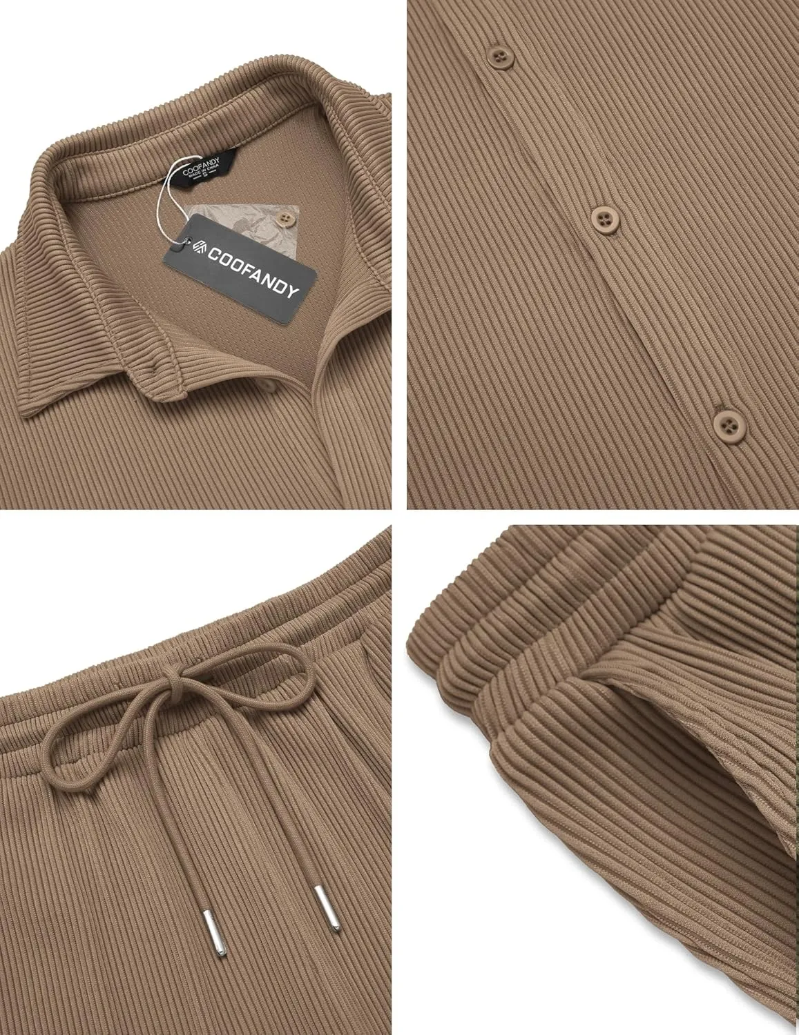 COOFANDY Men's 2 Piece Outfit Casual Short Sleeve Button Down Shirt Beach Summer Loose Pant Sets