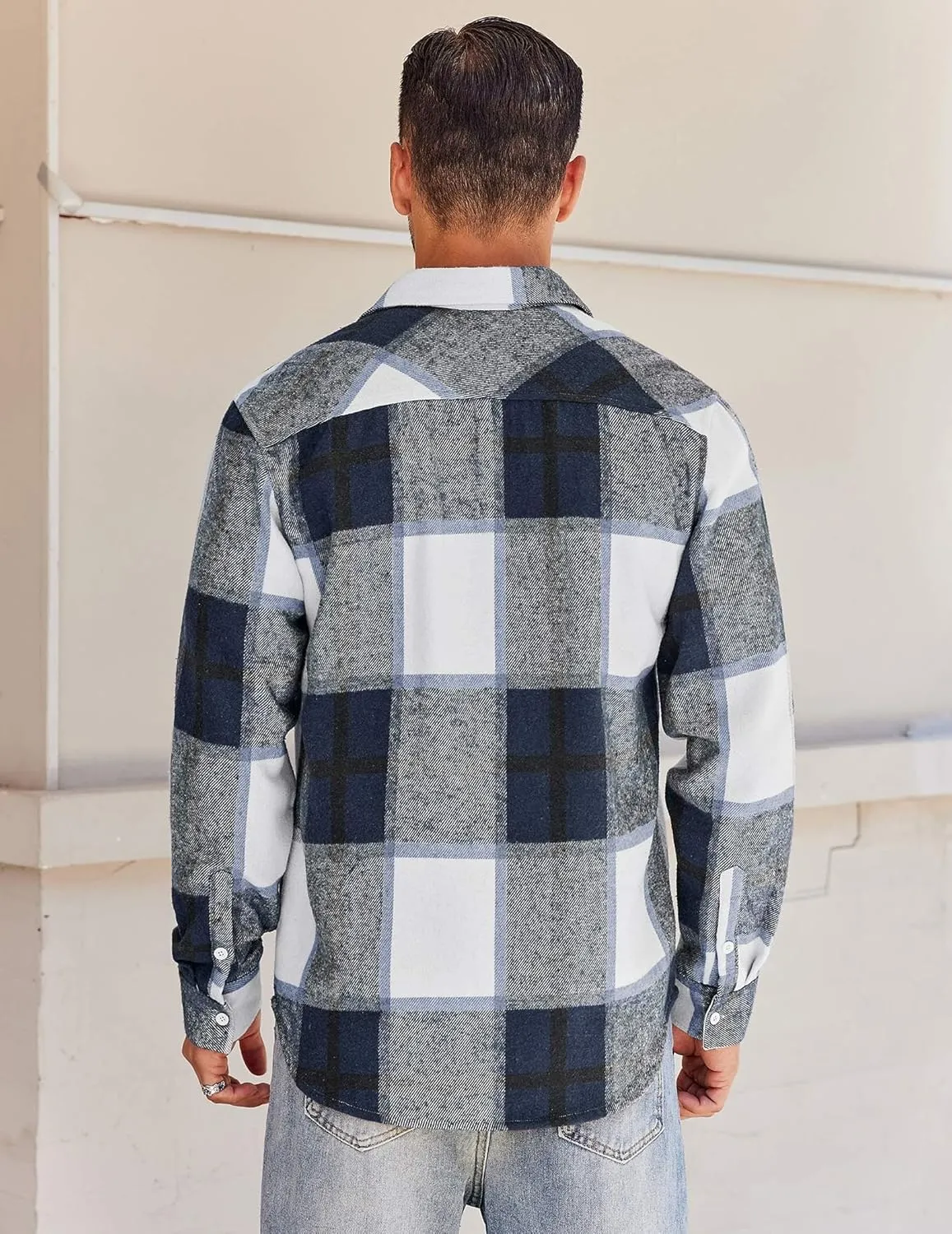 COOFANDY Mens Flannel Shirt Long Sleeve Lightweight Plaid Shirt Casual Button Down Shirts Jacket