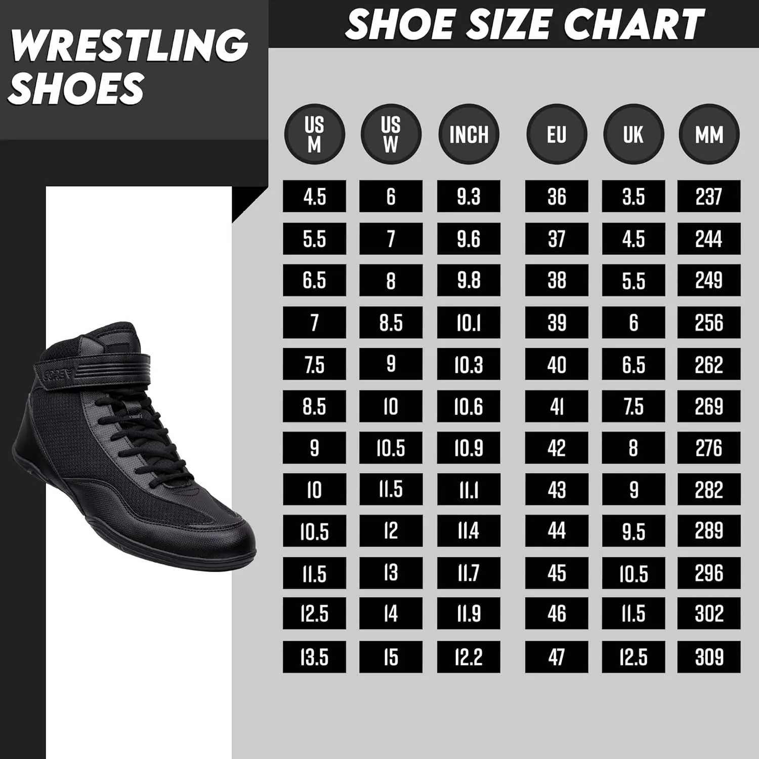 CORE Wrestling Shoes – High Traction Wrestling Shoes for Men, Women, Youth & Kids - Durable Shoes for Wrestling, Boxing, Weightlifting & Bodybuilding – Combat Sports Footwear, Lightweight Gym Shoes