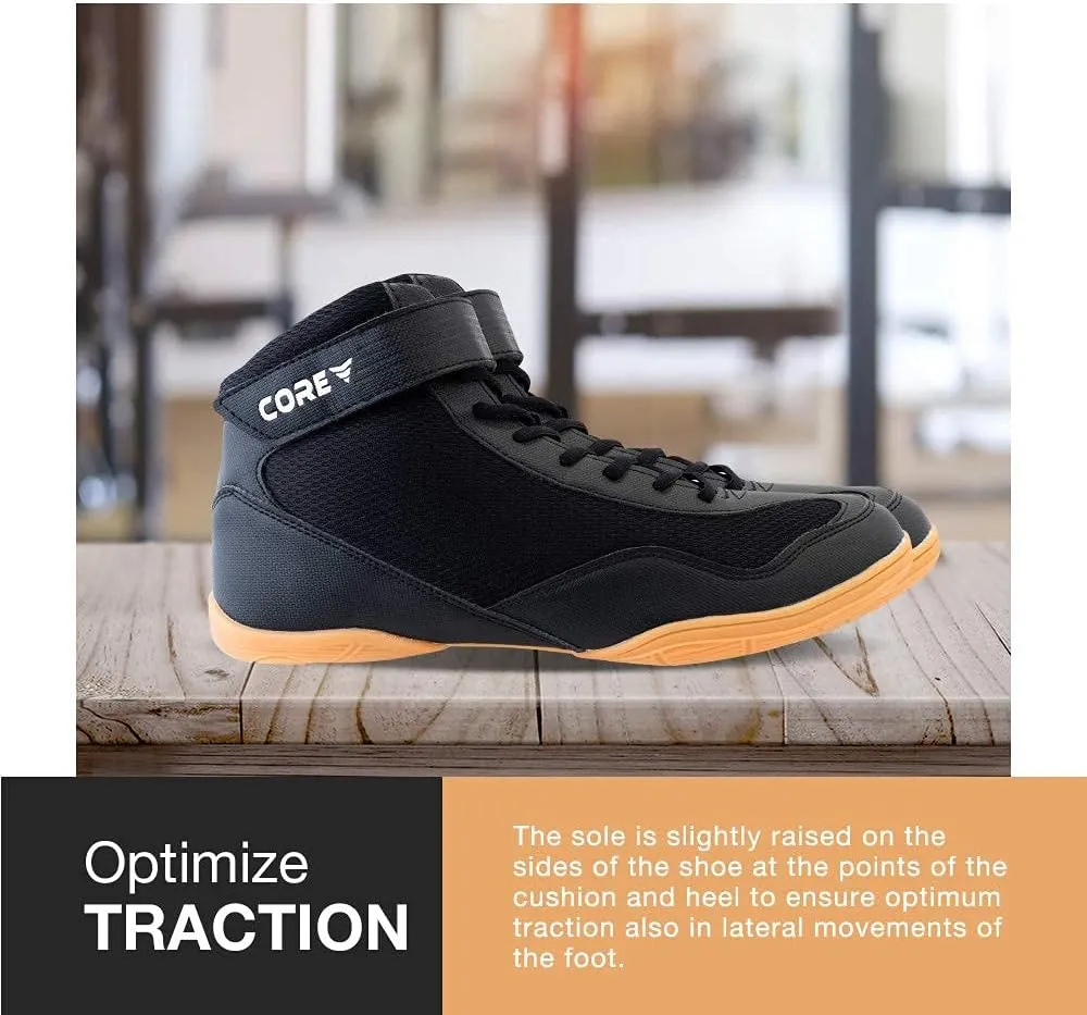 CORE Wrestling Shoes – High Traction Wrestling Shoes for Men, Women, Youth & Kids - Durable Shoes for Wrestling, Boxing, Weightlifting & Bodybuilding – Combat Sports Footwear, Lightweight Gym Shoes