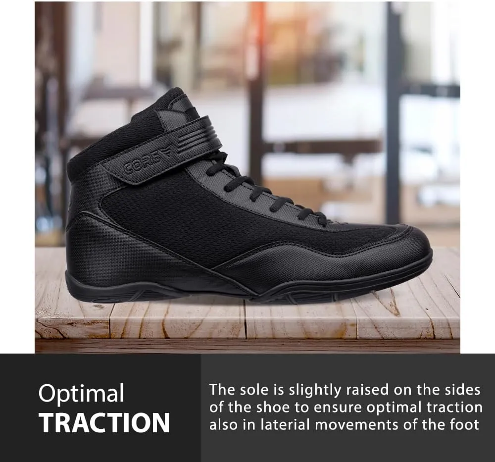 CORE Wrestling Shoes – High Traction Wrestling Shoes for Men, Women, Youth & Kids - Durable Shoes for Wrestling, Boxing, Weightlifting & Bodybuilding – Combat Sports Footwear, Lightweight Gym Shoes