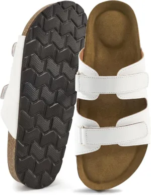 Cork Footbed Sandals for Women: Comfortable Arch Support Slides for Beach Walking Summer Vacation