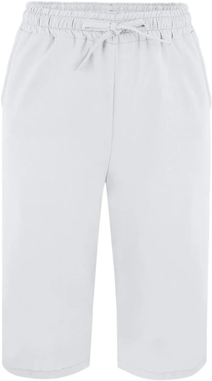 Cotton Linen Women's Five Quarter Pants 2025 Casual Double Side Large Pocket Pant Elastic Waist Summer Slit Legs Pants